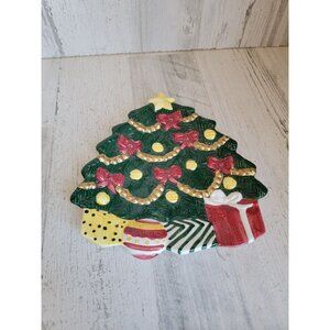 Christmas village tree shaped plate xmas ceramic home decor